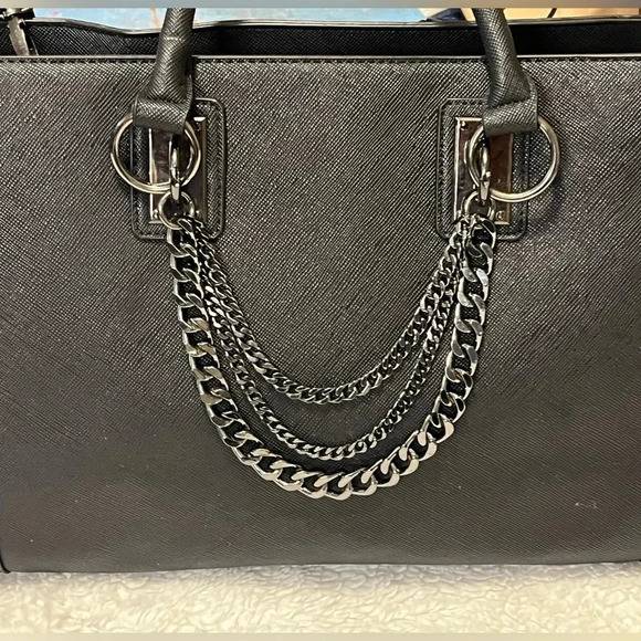 Just Fab Bradley Satchel black size 14.5”L X 10.5” H X 5.5” D almost new new - Picture 15 of 16